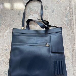 kate spade Saturday Navy Leather Tote with Exterior Pockets